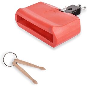 Jam Block - Latin Percussion Instrument, Musical Drum Block Accessory, Red Plastic with Adjustable Mounting Bracket - Complete with Drumstick Keyring