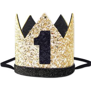 1st Birthday Crown Hat for Baby, Glitter Crown for Birthday Party, Boy Girl First Birthday Hat, Crown Decoration