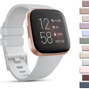 8 Pack Sport Bands Compatible with Fitbit Versa 2 / Fitbit Versa/Versa Lite/Versa SE, Classic Soft Silicone Replacement Wristbands Straps for Fitbit Versa 2 Smart Watch Women Men (8 Pack A, Small)