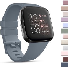 8 Pack Sport Bands Compatible with Fitbit Versa 2 / Fitbit Versa/Versa Lite/Versa SE, Classic Soft Silicone Replacement Wristbands Straps for Fitbit Versa 2 Smart Watch Women Men (8 Pack A, Small)