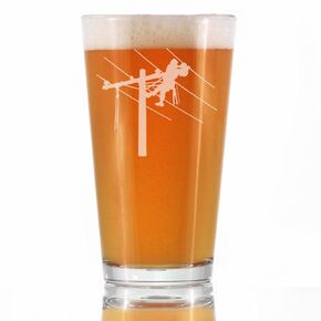Lineman Electrician Pint Glass - Electrician Gifts for Electricians - 16 Oz Pint Glasses