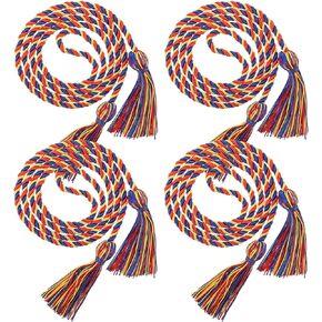 PRETYZOOM Graduation Cords Rainbow Honor Society Rope Tassel for Party Decorations Accessories 4pcs Cord Red Blue Yellow Season Polyester