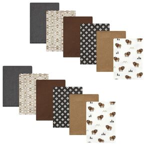 Hudson Baby Unisex Baby Cotton Flannel Burp Cloths Bundle, Wild Buffalo, One Size
