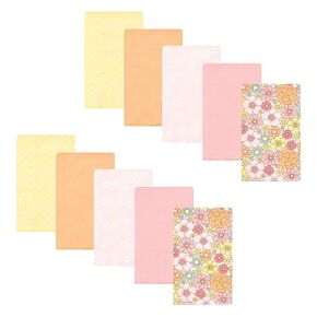 Hudson Baby Unisex Baby Cotton Flannel Burp Cloths, Peace Love Flowers 10 Pack, One Size