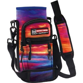 NATURE PIONEOR Water Bottle Carrier with Strap - 25/32/40OZ Neoprene Water Bottle Sling Bag Sleeve Case with 2 Pockets