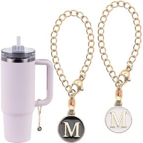 Letter Charms for Stanley Cup Accessories, 2 Pcs Personalized Initial Name ID Handle Charm for Stanley Tumbler Accessories with Handle
