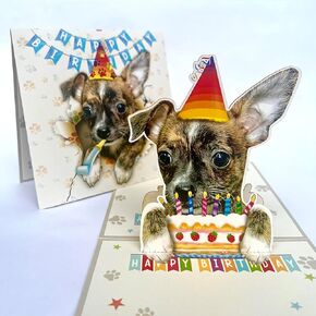 3D Pop-Up English Bulldog Dog Birthday Card - Cute Dog with Cake Celebration, Whimsical Happy Birthday Greeting for Dog Lovers - English Bulldog 3D Birthday Pop Up Card