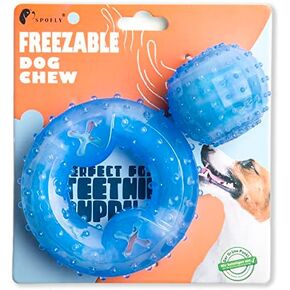 Puppy Chew Toys for Teething Puppies, Cooling Dog Toys Natural Teething Rubber, 2 Pack Freezable Teething Toys, Cleaning Teeth and Protects Oral Health Both Small Dogs & Medium Dog Suitable