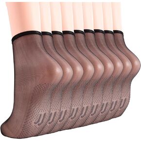 Women's Sheer Ankle Nylon Grip socks - 9 Pack 20D Reinforced Toe Sticky Hosiery Non Slip Everyday Grippers socks