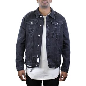 جاكيت جينز ممزق من قماش الدنيم من ShirtBANC بمظهر عتيق الطراز الكلاسيكي لسائقي الشاحنات in Kuwait