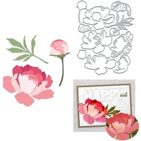 Peony Flower Metal Die Cuts, Lovely Layers Peony Cutting Dies Cut Stencils DIY Scrapbooking Cards Decorative Embossing Paper Dies for Album Card Making Scrapbooking Making