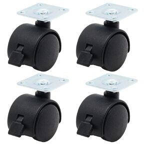 4Pcs 1.5 inch Caster Wheels, Nylon Plastic Furniture Casters Locking Swivel Plate Casters, Heavy Duty Replacement Cart Casters Furniture Wheels for Tables, Workbenches, Shelf (Casters Set of 4)