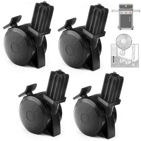 4 Set 70360 Locking Caster with Insert Compatible with Weber Spirit Grills (2009-2012), Genesis (2007-2011), Summit (2007-2011), 300 Series, 200 Series, E400, E600