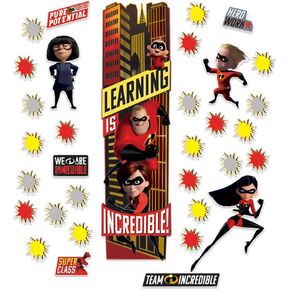 Eureka Disney Pixar The Incredibles Classroom Decoration Door Poster Kit, 33pcs, 45'' H