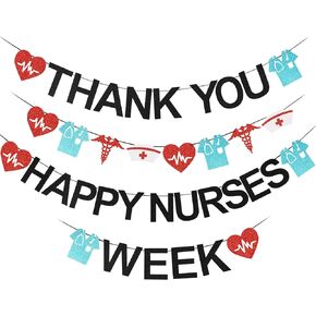 Thank You Nurses Banner Party Decorations, Happy Nurses Week Banner Decorations, Nurse Appreciation Gifts Bulk for Nurses Week Home Office School Hospital Décor