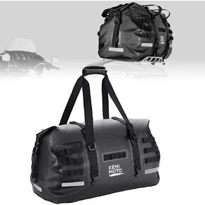 KEMIMOTO Motorcycle Dry Bag 50L, 500D PVC Waterproof Duffel Bag Motorcycle Luggage Travel Tail Bag Back Seat Rack Trunk Bag Comapatible with Touring Adventure for Motorcycle Trip Camping Rainproof