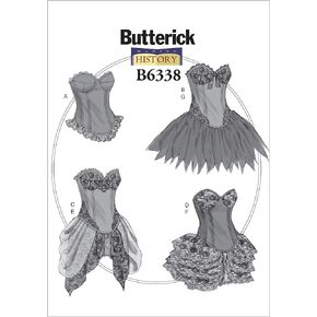BUTTERICK PATTERNS B6338 Curved-Hem Corsets & Skirts, E5 (14-16-18-20-22)