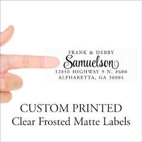 Personalized Return Address Labels - Clear Custom Printed Return Address Label Sheets - Personalized 4 Lines - Frosted Clear Transparent Mailing Stickers for Envelopes, 10 Sheets, 300 Labels Total
