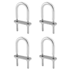 QWORK U-Bolts, 4 Set M8 x 100mm Round U Bolt, 304 Stainless Steel U Clamp Bolt with Nuts and Plates, Marine Boat Deck Hardware