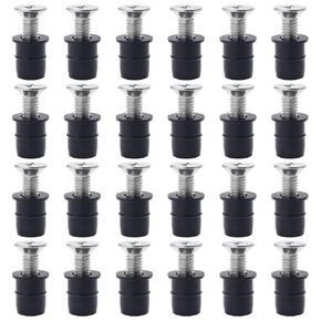 24 Pairs M6 Neoprene Well Nut with M6 x 25mm Stainless Steel Pozi Screw, Brass Bolts Well Nut Assortmen Kit for Windscreen, Motorcycle, Kayak Boats