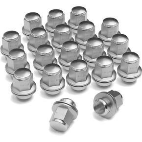 20PCS M12x1.25 Chrome Closed End Bulge Acorn Lug Nuts - Cone Seat - 21mm Hex Wheel Lug Nut Set Compatible for Infiniti EX35 G35 G37 & Nissan Frontier Maxima Murano 5 Lugs