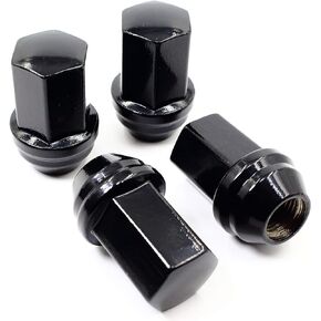 Set of 24 Veritek 14x1.5mm OEM Factory Style 1.80 Inch Length 7/8 22mm Hex Duplex Large Acorn Seat Wide Base Replacement Black Lug Nuts for Buick Cadillac Chevy Chevrolet GMC Factory Wheels