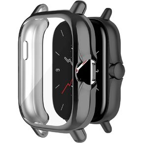 FitTurn Compatible with Amazfit GTS 2/GTS3 Screen Protector Case Cover Replacement All- Around Plating Process Metal Color TPU Shockproof Case Guard Thin Bumper Shell for GTS2/GTS 2E/ GTS 3 GPS watch