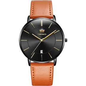 Mens Watches, Minimalist Fashion Simple Wrist Watch for Men Analog Date with Leather Strap，Ultra Thin and Stylish Large dial Watches for Men.