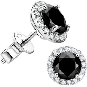 Moissanite Stud Earrings for Men Women, Halo Design with White Moissanite Diamonds, Sterling Silver earrings Plated 18K Gold, Inspired by Enchanting North American Nights, Gifts for Women Girlfriend