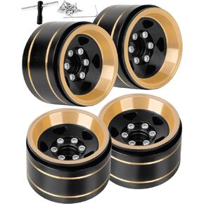 RC 1.0in Beadlock Wheels for 1/18 Trx4m,1/24 SCX24 RC Crawler Car,Brass 1.0in Beadlock Rims 1.0 rc Beadlock Wheels,4pcs,Brass