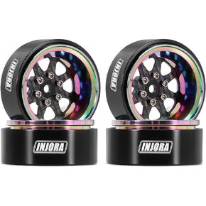 INJORA ModuWheel 1.3 beadlock Negative Offset Wheels with 8-Spoke, Replaceable Carbon Fiber Modular, for 1/18 1/24 RC Crawler (Silver)