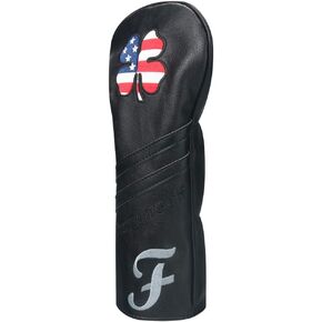 Craftsman Golf USA US Flag Clover Leather Black Driver Fairway Wood Rescue Hybrid Cover Headcover Also for Customization Version with Your Name Stitched