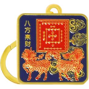 Feng Shui Keychain Ho Tu Enhancing Mirror Keyring Wealth Prosperity Dragon Amulet New Year Gift W5530