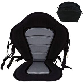 Kayak Seat Cushion Deluxe Padded Canoe Boat Backrest Seats Back Support Sit On Top with Detachable Storage Bag 4 Adjustable Straps for Kayaking Canoeing Rafting Fishing
