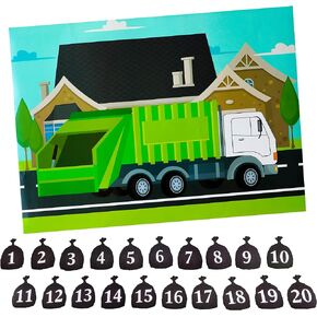 Garbage Truck Party Game - Trash Truck Birthday Party Supplies -Fun for All Ages - Pin The Garbage on The Garbage Truck