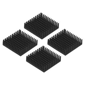 MECCANIXITY 4 قطع 40 × 40 × 11 مم مشعاع ألومنيوم تبريد بالوعة الحرارة مع ملصق أزرق حراري لوحدة المعالجة المركزية رقاقة، ترانزستور الطاقة، FET، IC، مضخم الطاقة، ذهبي