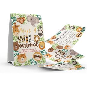 1 Adopt a Wild Animal Sign & 10 Wild Animal Adoption Certificate Set, Adopt An Party, Children Birthday Party, Classroom Parties/045B