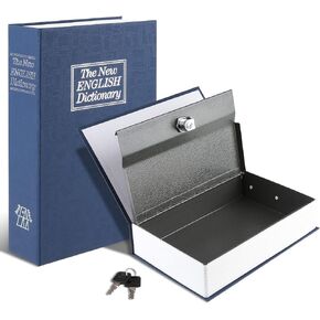 Tahoe trails Book Safe with Key Lock, Portable Metal Safe Box, Dictionary Diversion Book Safe,Secret Book Hidden Safe,9.5" x 6.1" x 2 .2" Navy Blue