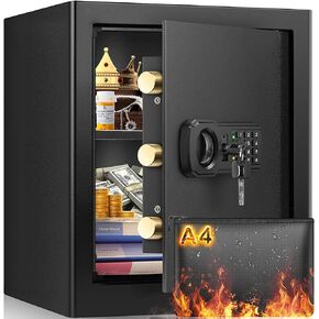 1.0 cu ft Personal Fireproof Safe Box with Fireproof Money Bag, Security Combination Safe with Silent Mode Keypad and Spare Keys, Digital Safe Box for Firearm Cash Jewelry Medicine Documents