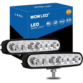 2 Pack Waterproof LED Boat Lights, 6.5inch 80W 8600LMS Boat Spreader Bar Pontoon Boat Accessories, T-Top Flood & Spot Boat Deck Lights Spotlights, Super Bright Marine Boat Docking Lights for Car 4x4