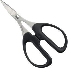 ALLEX Rubber Scissors Heavy Duty Sharp Japanese Stainless Steel 1", Small Rubber Cutting Scissors for Rubber Sheet, Rubber Stamp, Craft, Curved Blade Tips, Made in JAPAN, Black