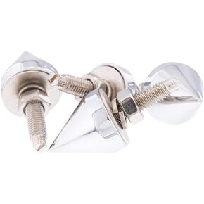 United Pacific 10878 Chrome Spike License Plate Fastener Screw Caps for Standard License Plate, Threaded Mounting Stud w/Nut & Lock Washer - Pack of 4