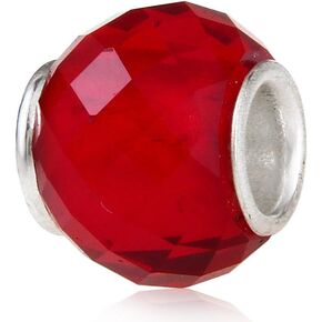 Glass Birthstone Charm with 925 Sterling Silver Core Birthday Charm Anniversary Charm for DIY Charm Bracelet (White)