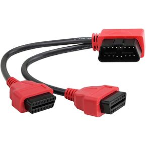 كابل مقسم iKKEGOL 30 سم/12 زاوية قائمة obd2 obd ii y 1x ذكر و2x أنثى J1962 محول سلك المنفذ - أحمر