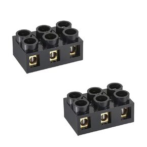 2PCS 3P Position Terminal Block 500V 60A Dual Row Screw Terminal Electrical Barrier Strip High Current Isolation Black Color