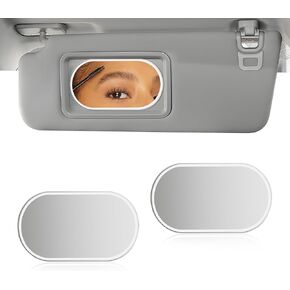 2 PCS Car Visor Vanity Mirror, Stainless Steel Automotive Makeup Mirror, Sun-Shading Cosmetic Mirror Stick on Visor, Seatback, Dashboard, Window, Interior Car Accessories (Rectangular, M)