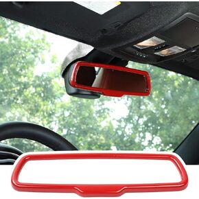 Car Interior Rear View Mirror Decoration Cover Trim Frame for Dodge Challenger 2015-2020, for Dodge Charger 2010-2020, for Dodge Ram 2010-2017 (Red)
