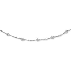 Solid 925 Sterling Silver White Topaz Station Necklace Chain - with Secure Lobster Lock Clasp 36"