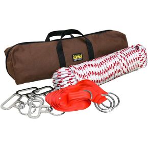 4-Horse Highline Kit, for Horse & Mule Packing, with 4 Stainless Steel in-Line Swivels, 2 Tree Saver Straps, 100 Ft of 3/8" Highline Rope, Carry Case & Instructions Included