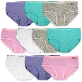 Skechers Girls' Amazon Exclusive Combed Cotton Blend Panties with Unique Prints and Pack, Sizes 2/3t, 4, 6, 8 and 10